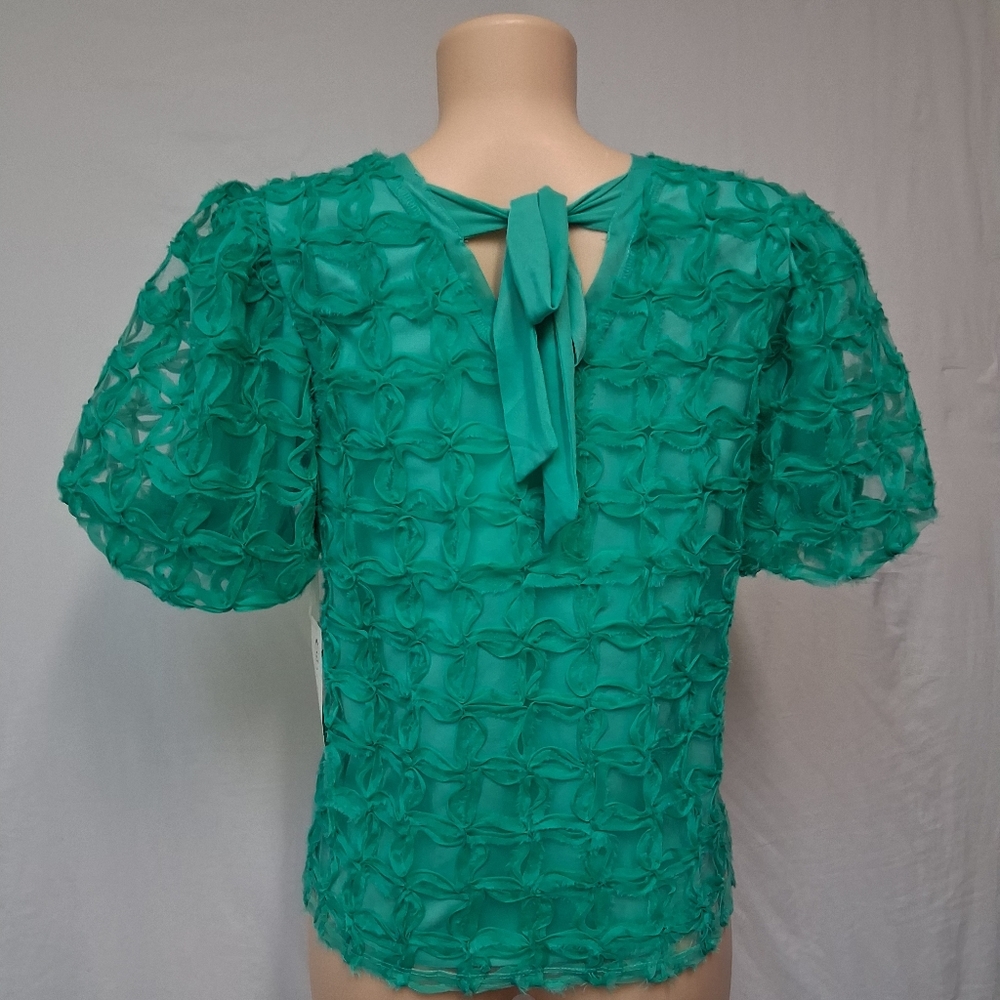 Cato Collection Limited Edition Chic Textured Green Blouse Size M - Picture 9 of 16